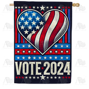 Vote 2024 Patriotic Heart House Flag