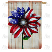 Patriotic Flower House Flag