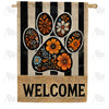 Floral Paw Print Welcome House Flag