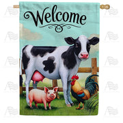 Farm Animal Welcome House Flag