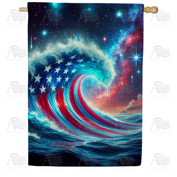 Patriotic Wave House Flag