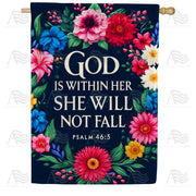 God Is Within Her Flag Floral House Flag