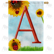 Ladybugs and Sunflowers Monogram House Flag