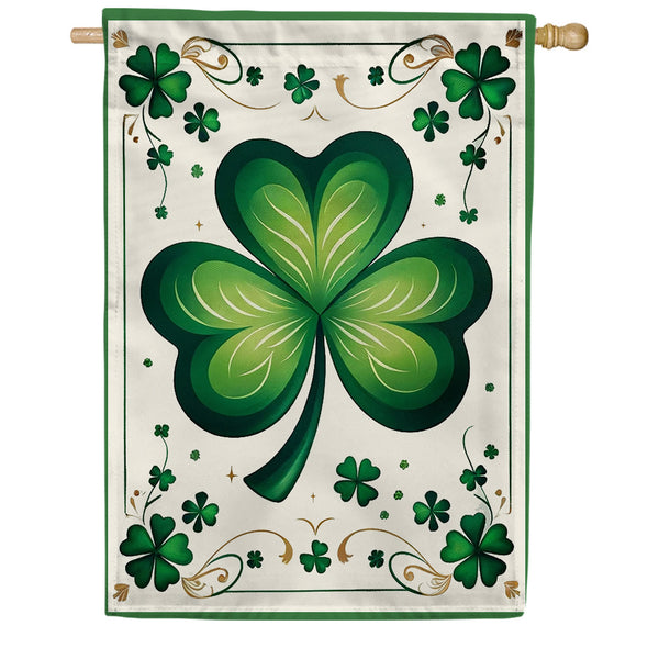 Emerald Elegance Shamrock House Flag