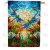 Dragonflies Stained Glass House Flag