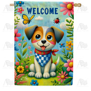 Welcome Puppy House Flag