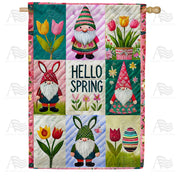 Hello Spring Gnome House Flag