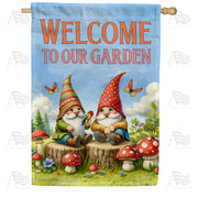 Welcome to Our Garden Gnome House Flag