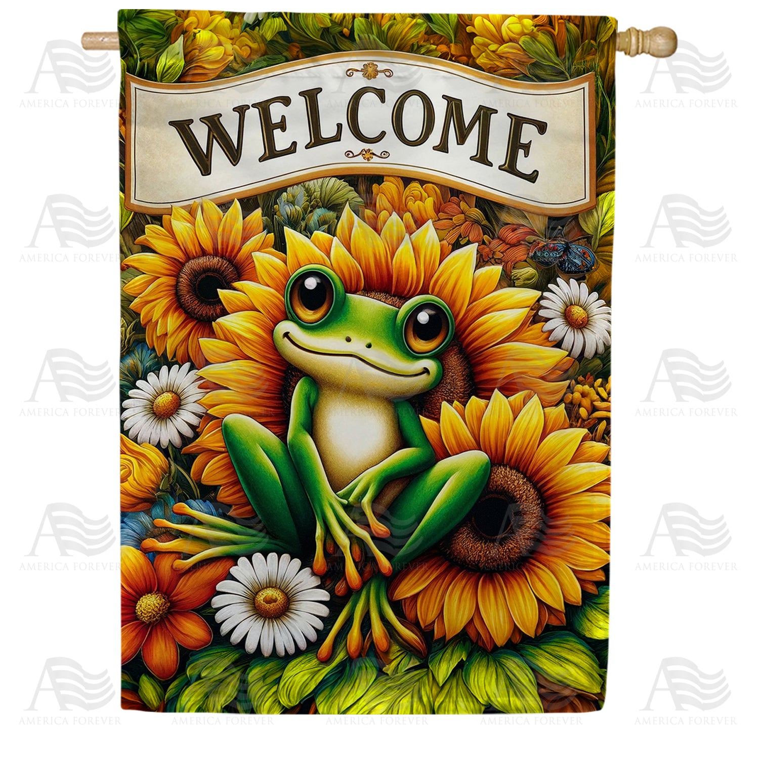 Frog Welcome House Flag