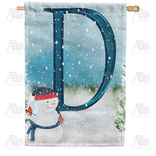 Let It Snow Watercolor Monogram House Flag