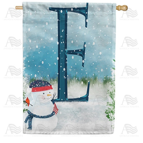 Let It Snow Watercolor Monogram House Flag