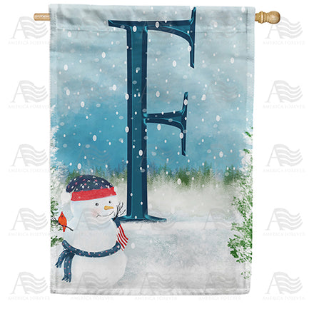 Let It Snow Watercolor Monogram House Flag