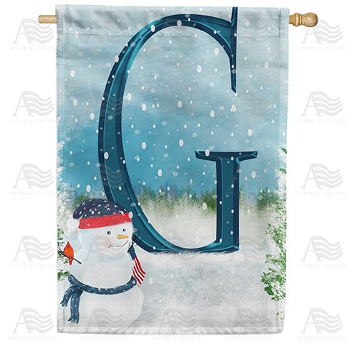 Let It Snow Watercolor Monogram House Flag