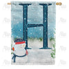 Let It Snow Watercolor Monogram House Flag