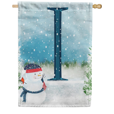 Let It Snow Watercolor Monogram House Flag