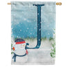 Let It Snow Watercolor Monogram House Flag