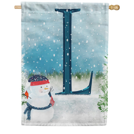 Let It Snow Watercolor Monogram House Flag