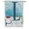 Let It Snow Watercolor Monogram House Flag