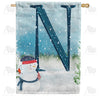 Let It Snow Watercolor Monogram House Flag