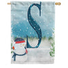 Let It Snow Watercolor Monogram House Flag