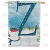 Let It Snow Watercolor Monogram House Flag