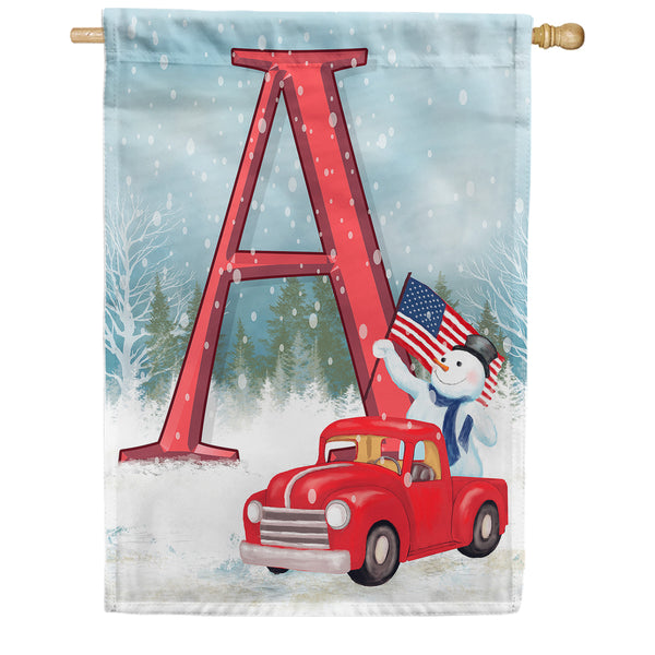 Happy Holidays America Monogram House Flag