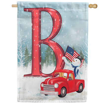 Happy Holidays America Monogram House Flag