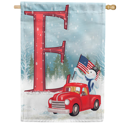 Happy Holidays America Monogram House Flag