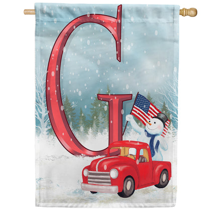 Happy Holidays America Monogram House Flag