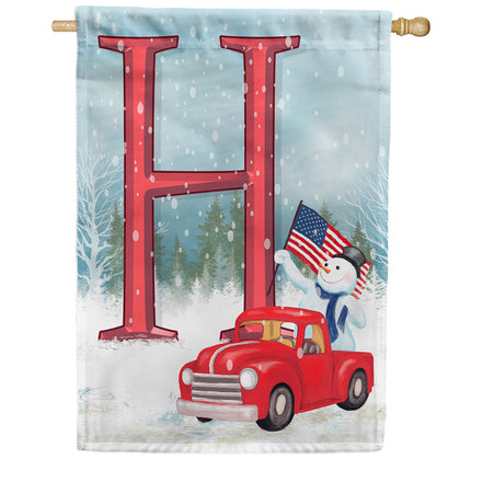 Happy Holidays America Monogram House Flag