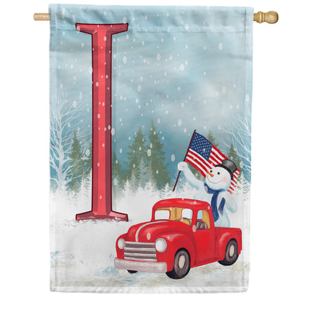 Happy Holidays America Monogram House Flag