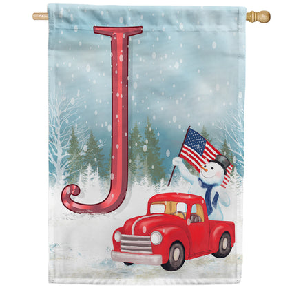 Happy Holidays America Monogram House Flag