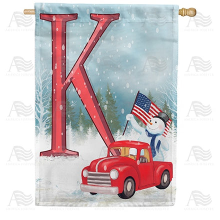 Happy Holidays America Monogram House Flag