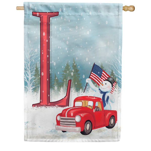 Happy Holidays America Monogram House Flag