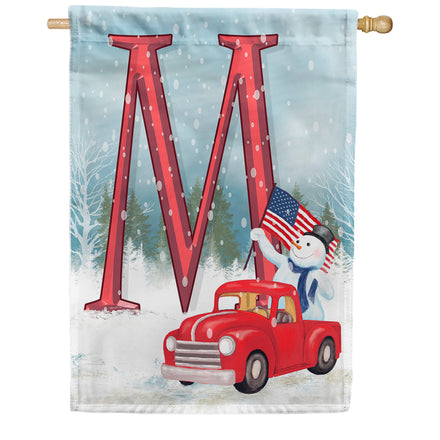 Happy Holidays America Monogram House Flag