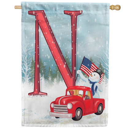 Happy Holidays America Monogram House Flag