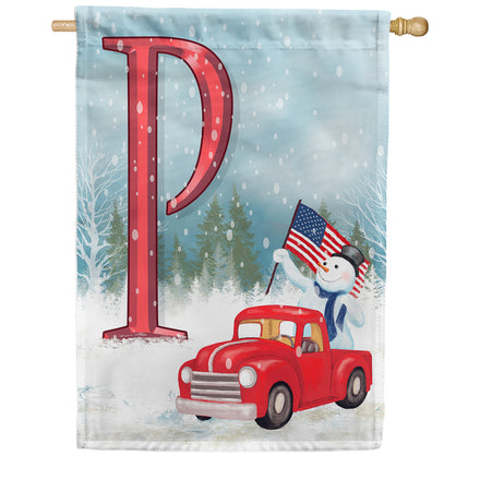 Happy Holidays America Monogram House Flag