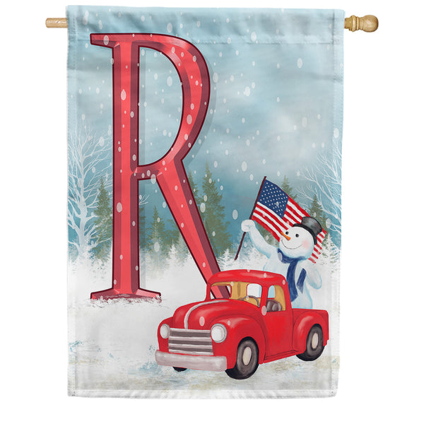 Happy Holidays America Monogram House Flag