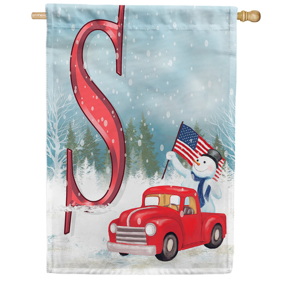 Happy Holidays America Monogram House Flag