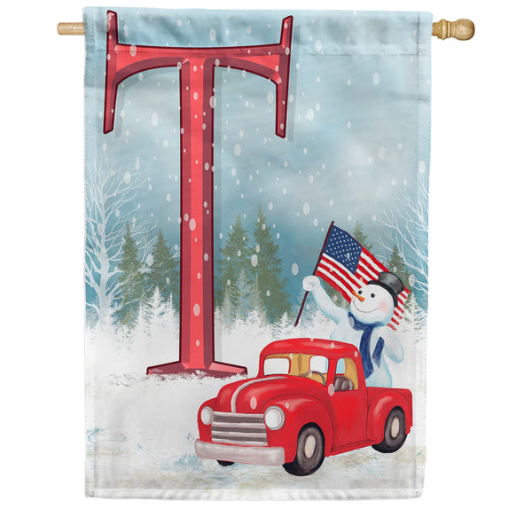 Happy Holidays America Monogram House Flag