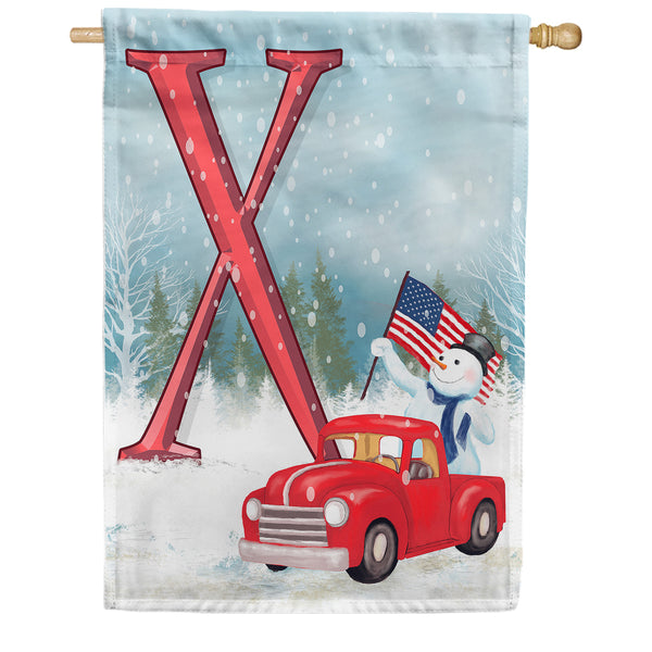 Happy Holidays America Monogram House Flag