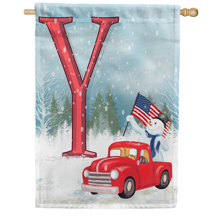 Happy Holidays America Monogram House Flag