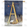 Santa Is Coming Monogram House Flag