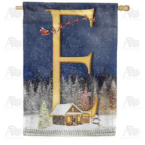 Santa Is Coming Monogram House Flag