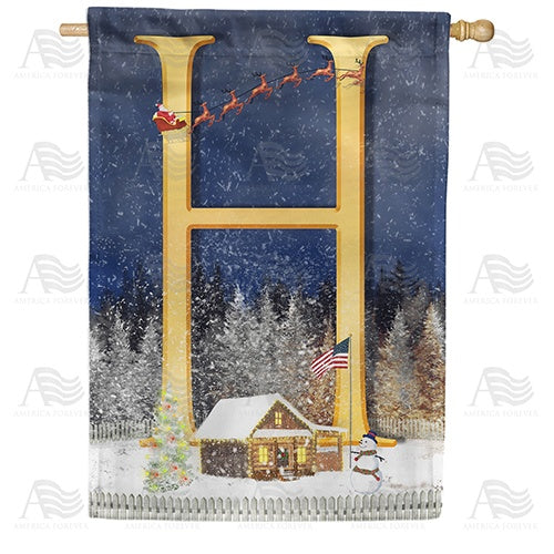 Santa Is Coming Monogram House Flag