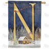 Santa Is Coming Monogram House Flag