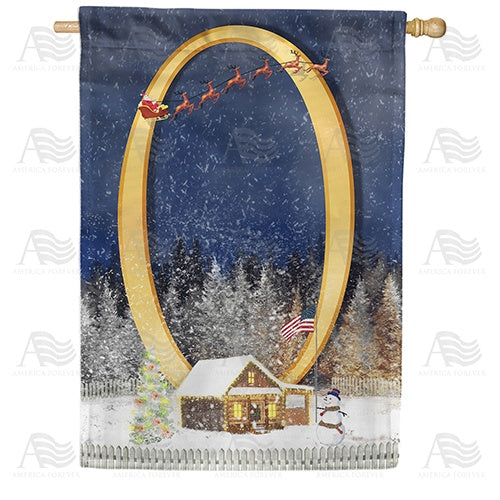 Santa Is Coming Monogram House Flag