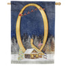 Santa Is Coming Monogram House Flag