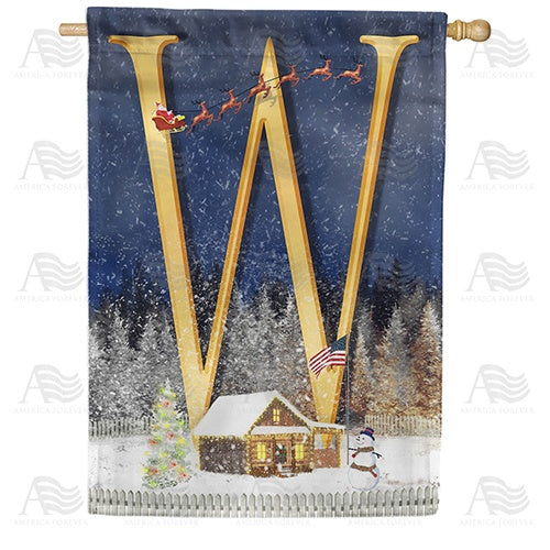 Santa Is Coming Monogram House Flag