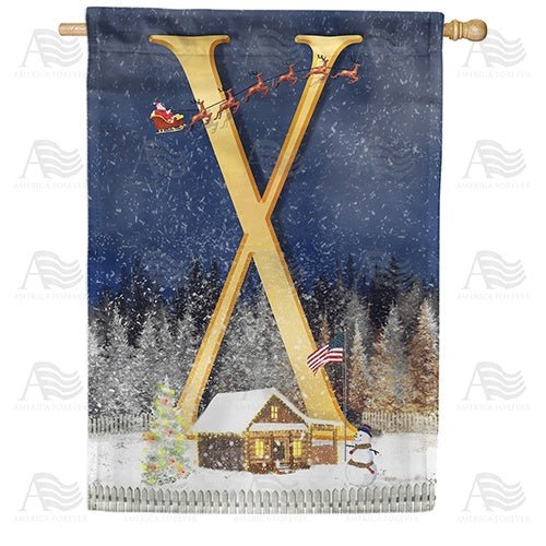 Santa Is Coming Monogram House Flag